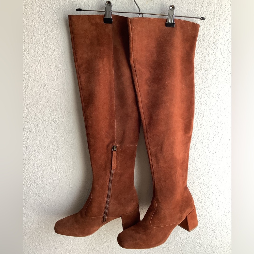 Y2Y NEW Matisse REGINALD Over The Knee Boots Suede Leather Saddle Brown Sz 8